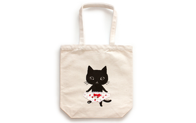 くろねこぱんつトート(いちごぱんつ) | ドワンゴジェイピーストア